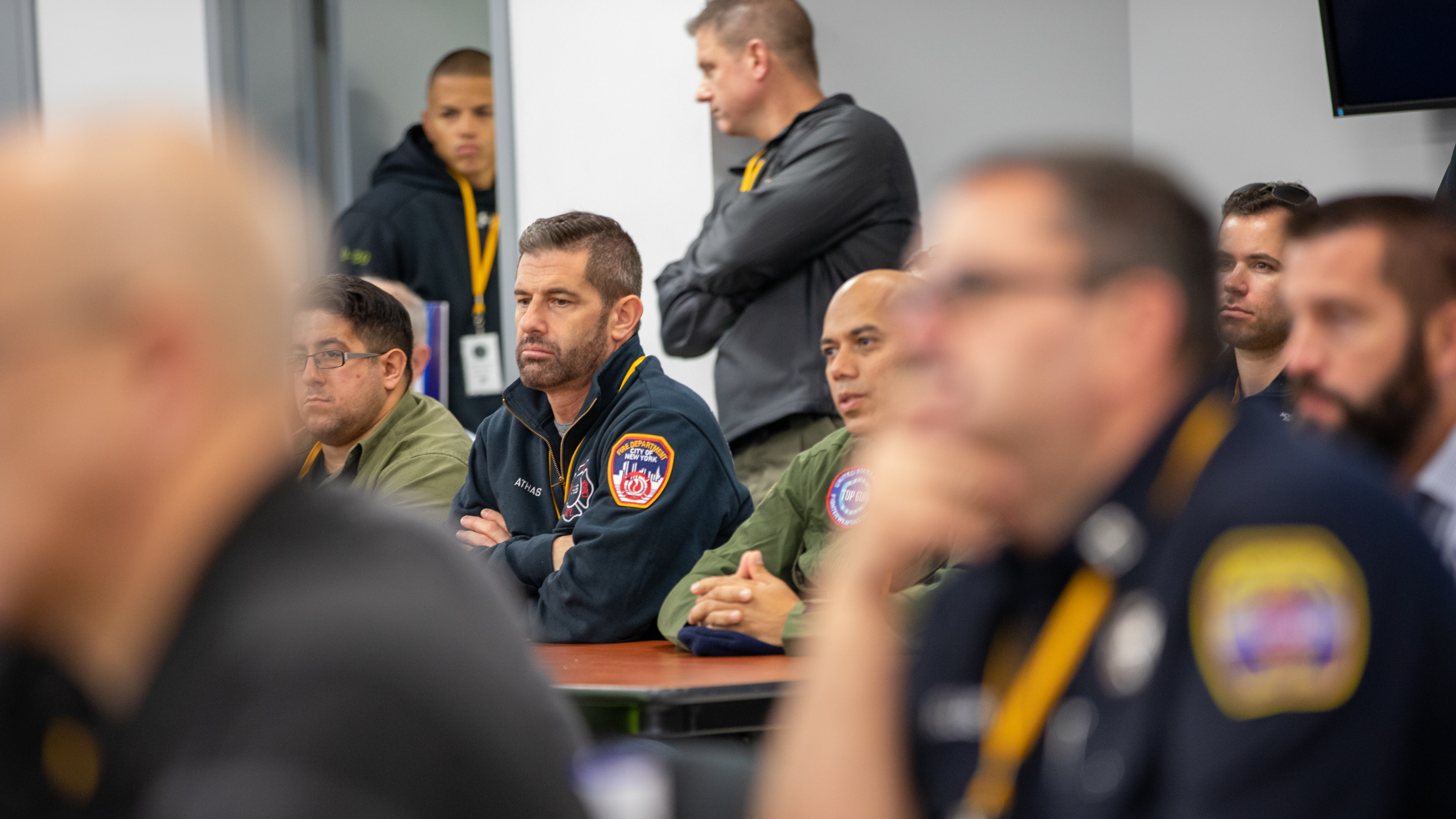 Firefighters from across the state of New York gathered for a morning safety briefing. Jim Moore photo.