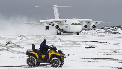 Antarctica21 operates a British Aerospace BAe 146-200/Avro RJ, shortening time en route for travelers. Photo courtesy of Antartica21.