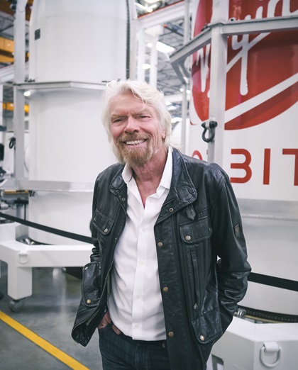 Sir Richard Branson of Virgin Orbit pauses for a photo in the Long Beach, California, facility. The space company is helping develop breathing ventilator technology during the coronavirus pandemic. Photo courtesy of Virgin Orbit.