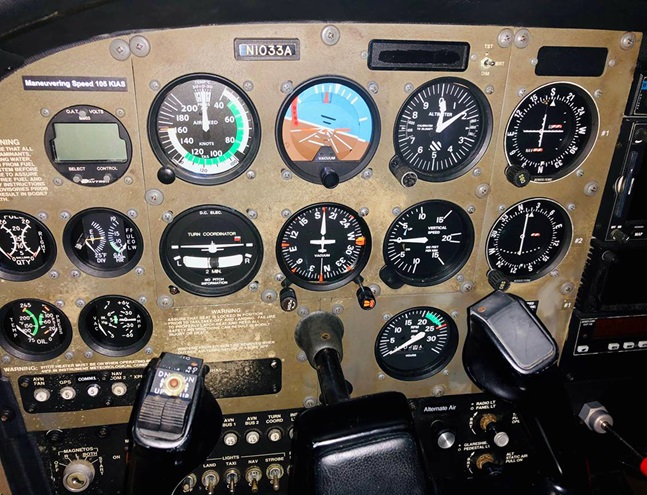 The use of incorrect disinfectant sprayed on an instrument panel damaged a Cessna 172 in the Atlas Aviation fleet at Peter O. Knight Airport in Tampa, Florida. Photo courtesy of Deric Dymerski.                                   