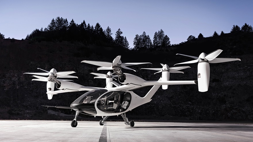 Joby Aviation designed this six-motor electric aircraft to carry a pilot and four passengers up to 150 nautical miles. Photo courtesy of Joby Aviation.