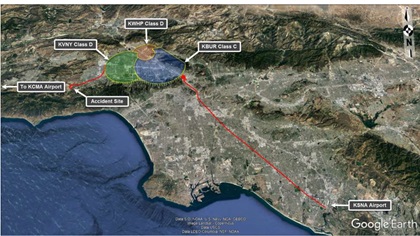 The NTSB used radar and ADS-B data to reconstruct the flight path. Image courtesy of the NTSB. 