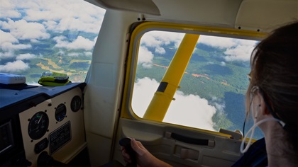 The scud was rather low to the surface for the departure from Triple Tree Aerodrome in Woodruff, South Carolina. CFI Alyssa Cobb guided the author through the decision-making process. Photo by Chris Eads.