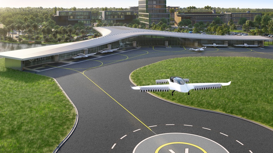 Lilium forged agreements with the city of Orlando, Florida, and a local property developer to build a hub for the electric vertical takeoff and landing Lilium Jet near Orlando International Airport. Image courtesy of Lilium.