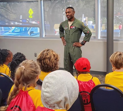 2nd Lt. Lawrence participates in youth programs with Legacy Flight Academy to inspire the next generation of aviators. Photo courtesy of 2nd Lt. Anthony Lawrence.