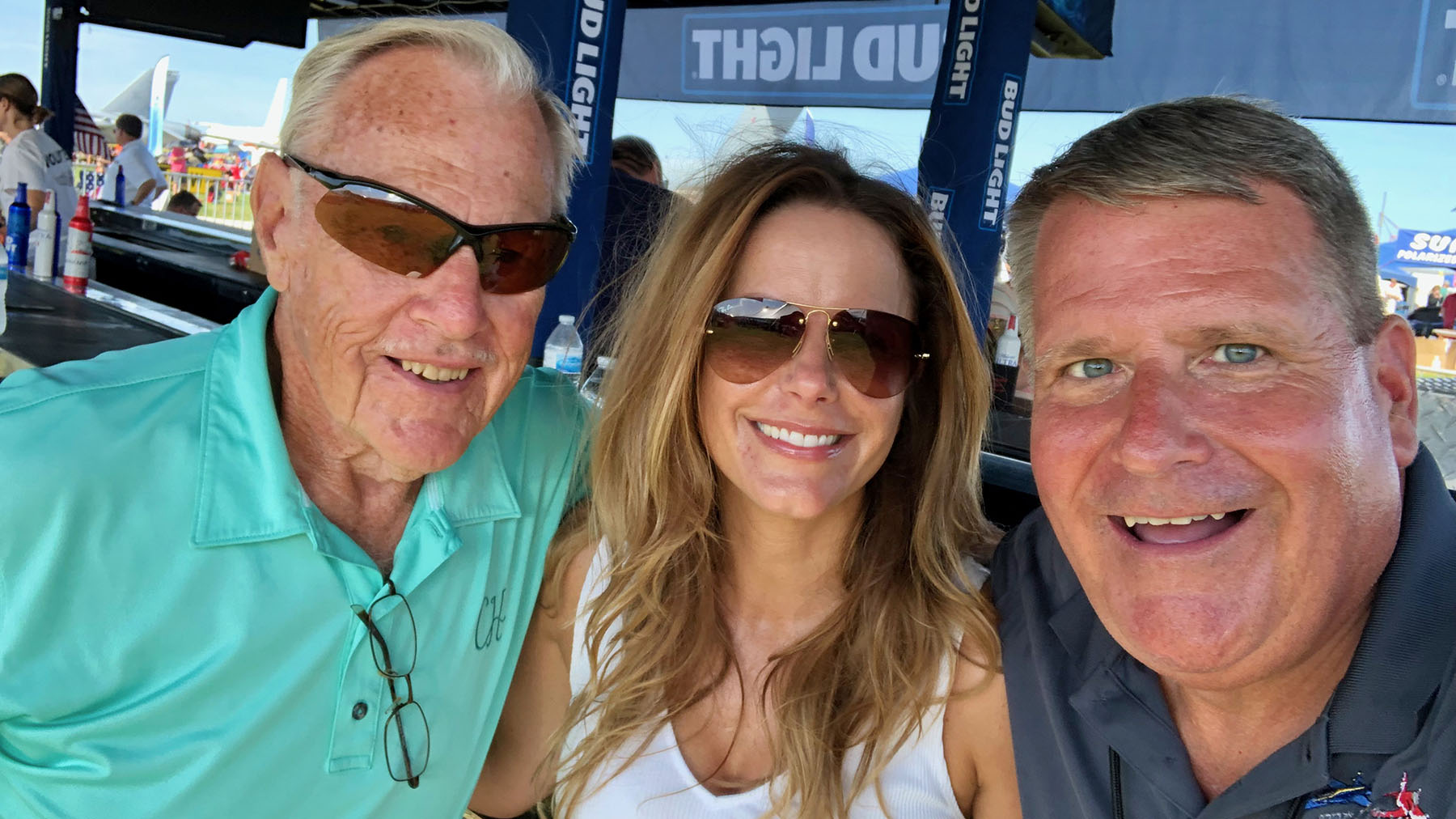 Ed Shafer (left) with Paul Guse (right) and Guse’s former aircraft co-owner, Cindy Heilig. Photo courtesy of Paul Guse.