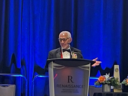 Retired Maj. Gen. Charles Bolden accepts the Wright Brothers Memorial Trophy. The award was presented by the National Aeronautic Association at the Aero Club of Washington’s seventy-third annual Wright Memorial Dinner. Photo by Eric Blinderman.