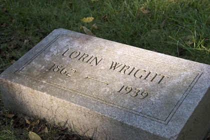 Lorin Wright, older brother of Orville and Wilbur, is buried  near the resting places of his famous brothers at Woodland Cemetery and Arboretum in Dayton, Ohio. Photo by Dennis K. Johnson.
