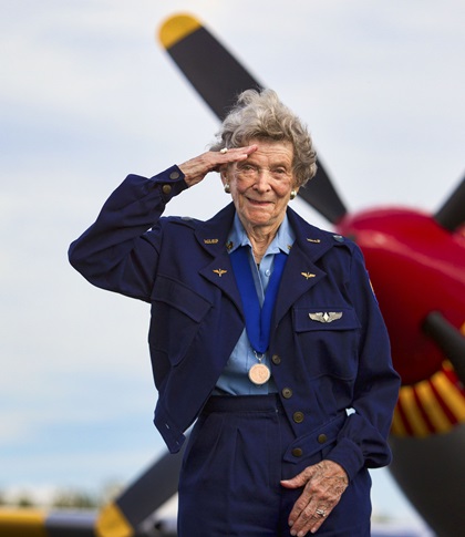 Bernice "Bee" Falk Haydu, a member of the Women Airforce Service Pilots who served during World War II, died January 30 at age 100. Photo by Chris Rose.