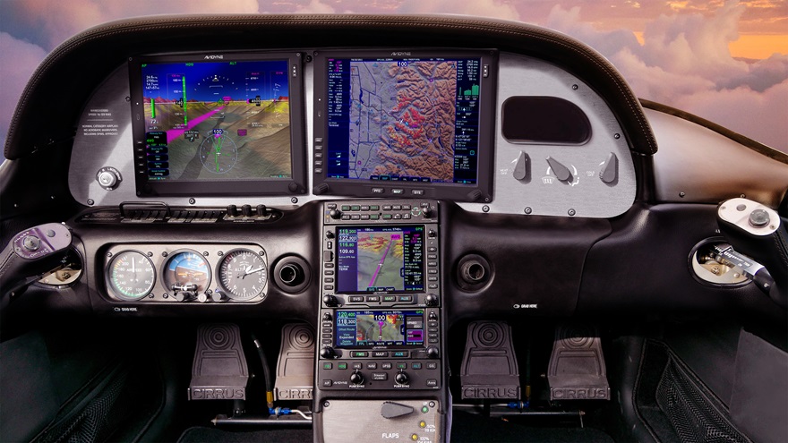 Avidyne expects FAA certification and first deliveries of the Vantage Flight Display System integrated with a pair of IFD GPS/nav/com units in the radio stack, and the company’s DFC90 autopilot, in 2022. Photo courtesy of Avidyne Corp. 