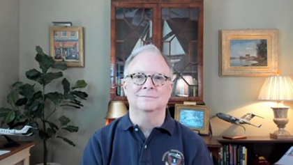NTSB Chairman Robert Sumwalt plans to step down from his post on June 30. Sumwalt, pictured here during an online interview with AOPA Air Safety Institute Senior Vice President Richard McSpadden, said an aviation accident sparked his interest in aviation.