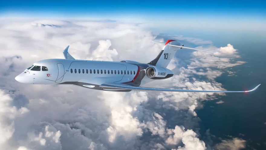 Dassault Aviation unveiled its largest business jet design to date, the Falcon 10X, during a livestream on May 6. Image courtesy of Dassault Aviation.