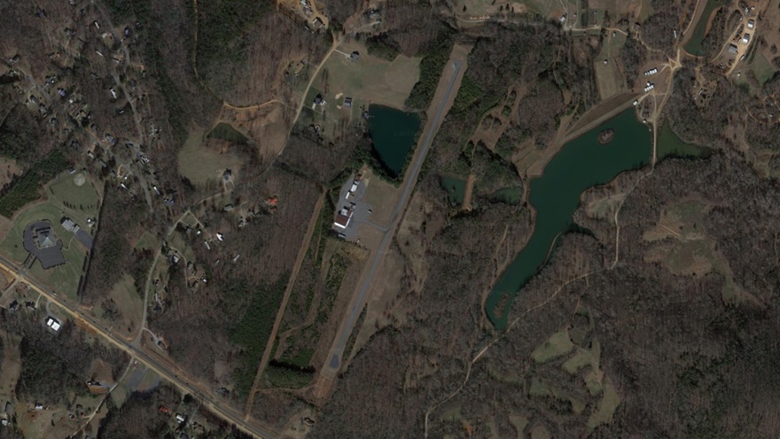 Aerial view of the AcmeAerodrome in Denver, North Carolina. Image courtesy of Google Earth. 