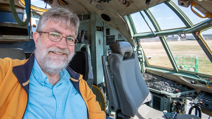 Mike takes a selfie in the cockpit of a C-130 that he documented being taken apart at the Frederick Municipal Airport in Maryland, and moved through town to Fort Detrick.
