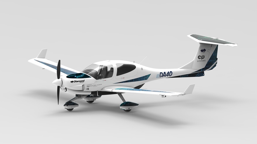 Diamond Aircraft is developing the eDA40, an electric trainer the company hopes to certify in 2023. Image courtesy of Diamond Aircraft.
