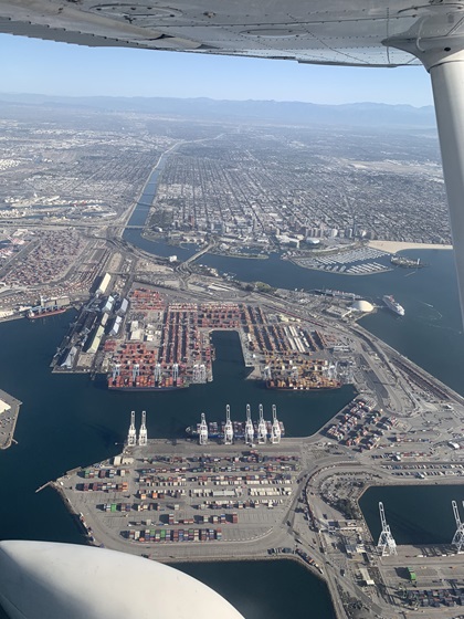On our way south over the Port of Los Angeles. Photo by Alicia Herron.