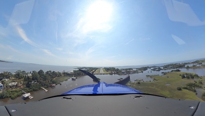 On short final to George T Lewis' beautiful runway 23. Photo by Erick Webb.