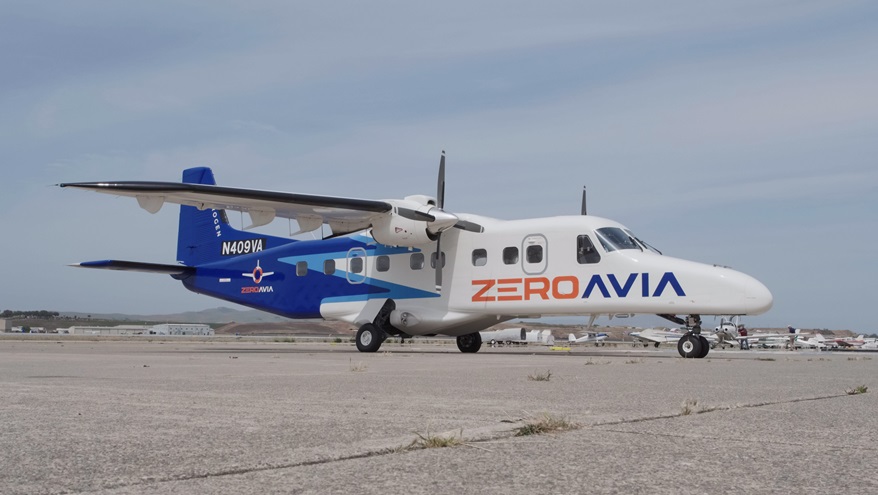 ZeroAvia’s second twin-engine, 19-seat Dornier 228 aircraft at the company’s headquarters in Hollister, California. Photo courtesy of ZeroAvia.