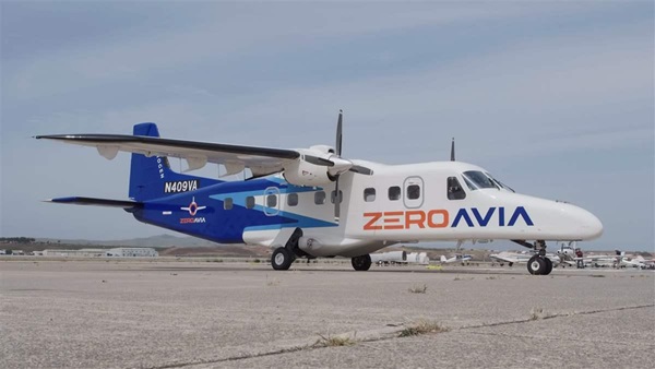 ZeroAvia’s second twin-engine, 19-seat Dornier 228 aircraft at the company’s headquarters in Hollister, California. Photo courtesy of ZeroAvia.
