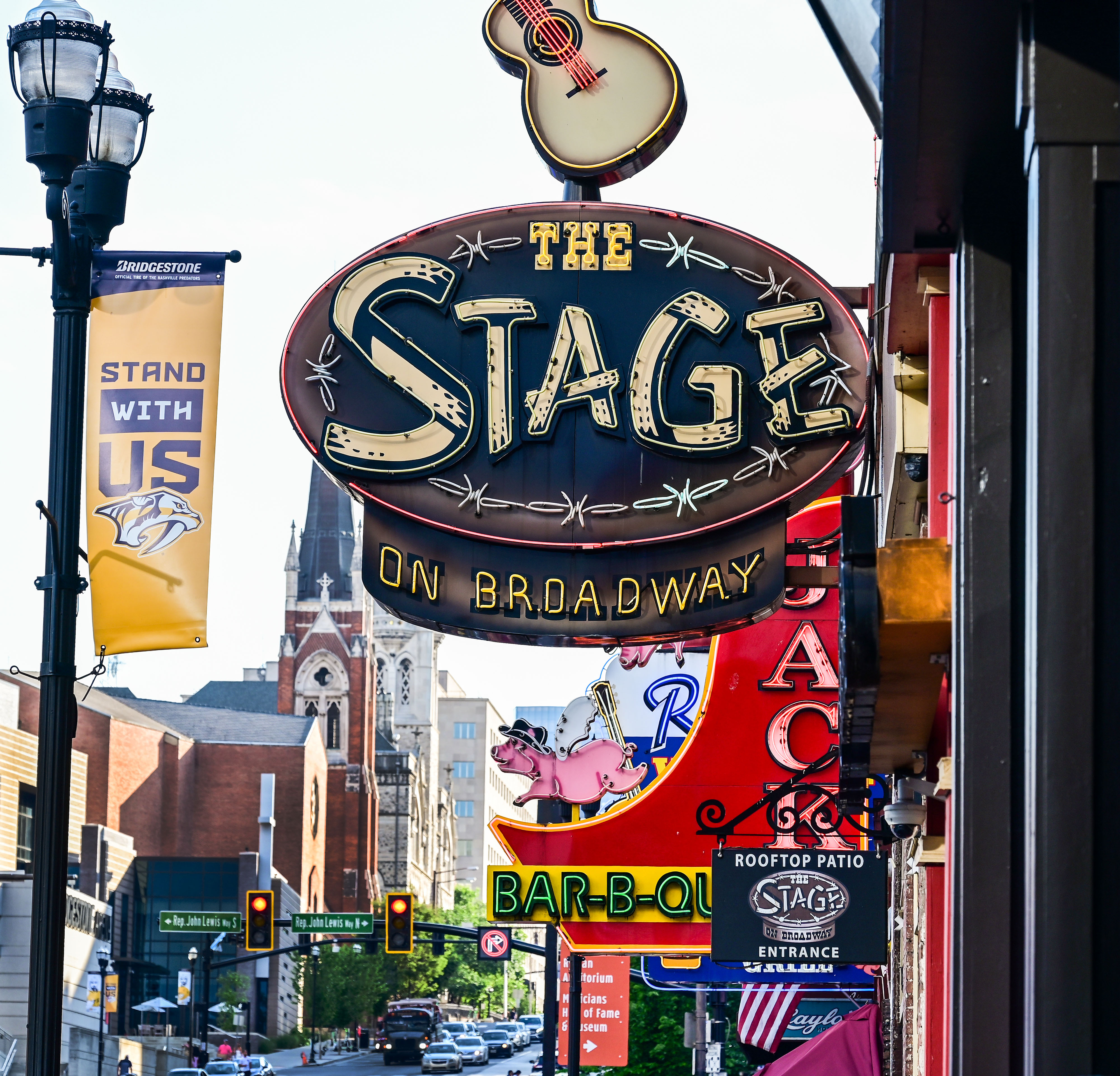 Broadway is the main drag through downtown Nashville’s ‘Music Row,’ where live performances are around almost every corner. Photo by David Tulis.