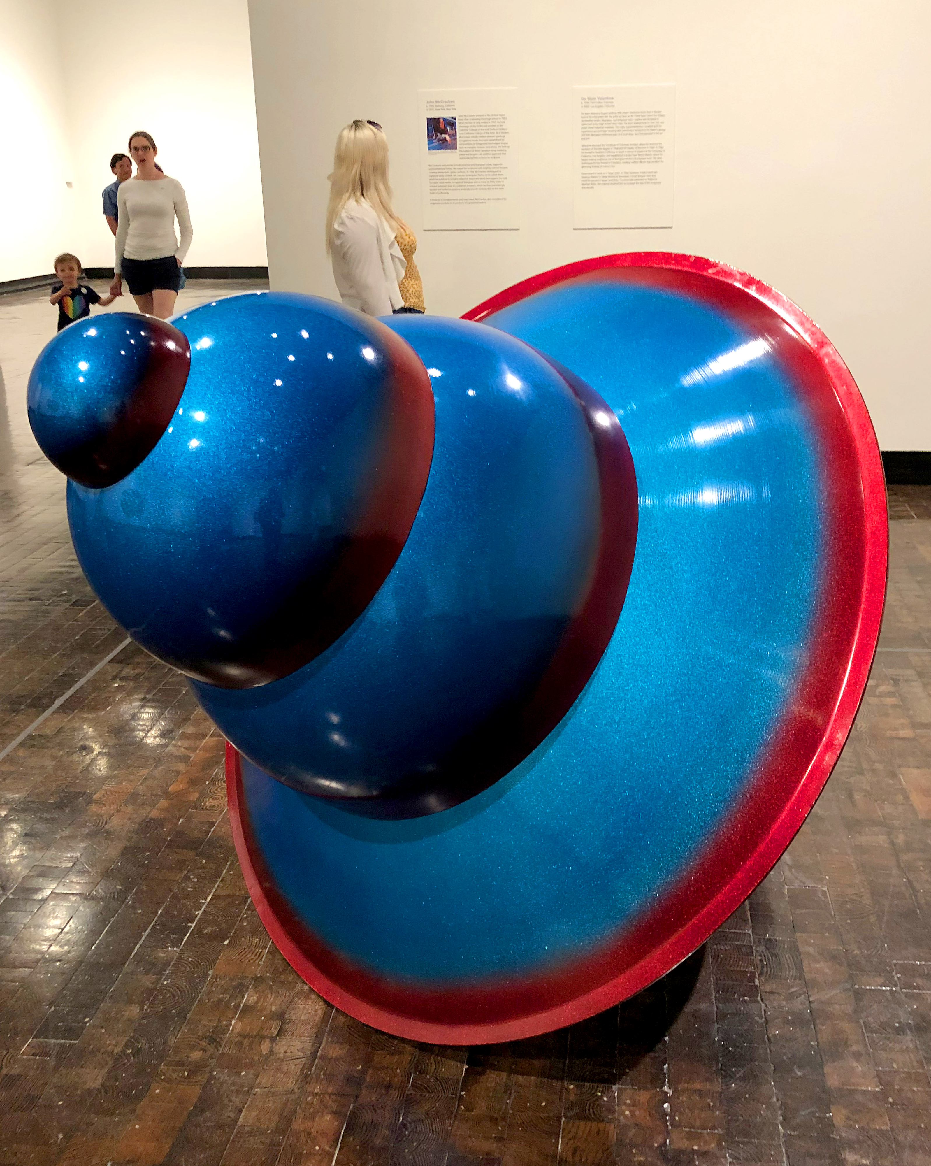 Former senior aerospace industry engineer Fred Eversley turned to art, using centrifugal force techniques and polycarbonate to make cylindrical shapes on display at the Frist Art Museum in Nashville, Tennessee. Photo by Lisa Littlefield Tulis.