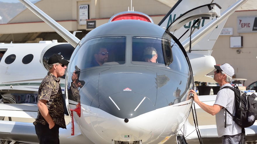 Demand for general aviation aircraft including the Cirrus SF50 Vision Jet, seen here on display in 2017 in Camarillo, California, during an AOPA Fly-In, remains strong. Cirrus Aircraft shipped 30 Vision Jets in the first half of 2022, nearly equaling the 31 delivered in the first six months of 2020, and up 30 percent from the 2021 dip. Photo by Mike Collins.