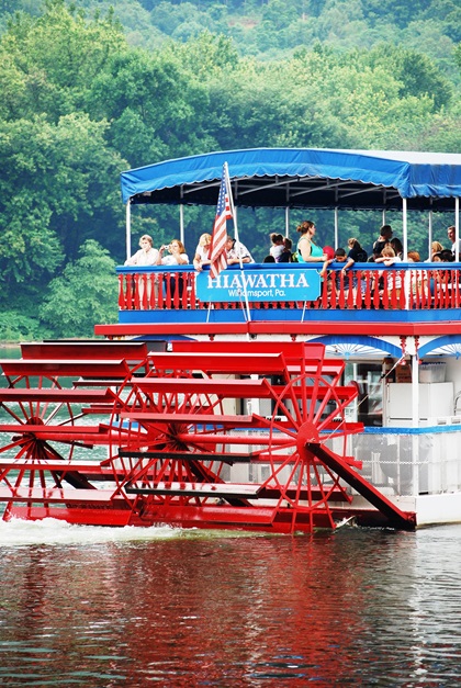 The 'Hiawatha' has offered daily river cruises and special events since the 1980s. Photo courtesy of the Lycoming County Visitors Bureau.