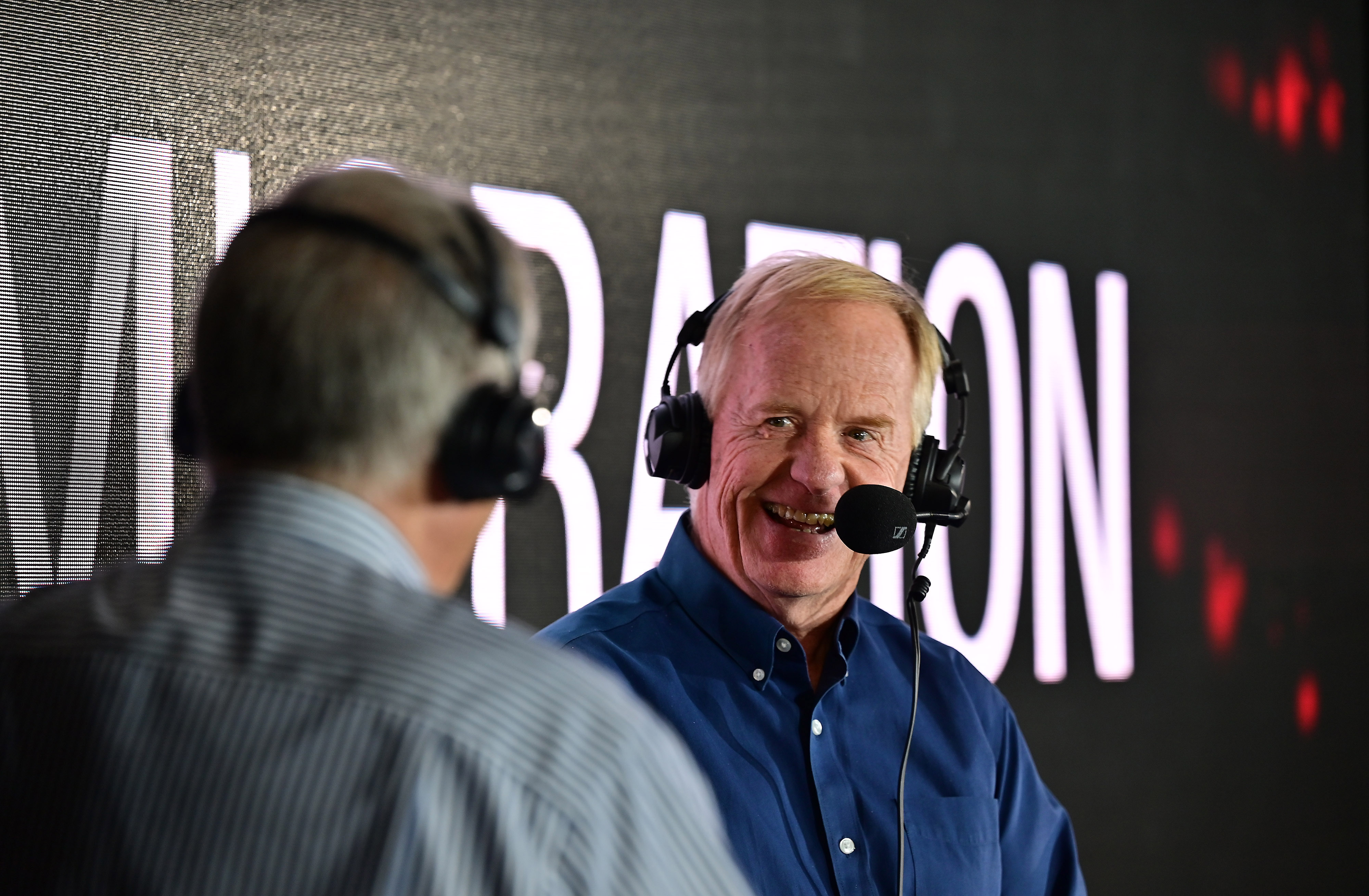 Redbird Flight Simulations Inc. founder Jerry Gregoire participates in a live “I Learned About Flying From That” podcast for “Flying” magazine with host Rob Reider during Redbird Migration  . Photo by David Tulis.