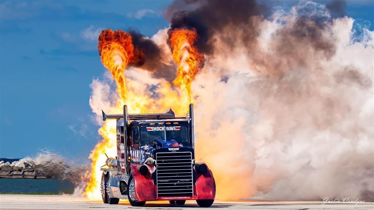 The Shockwave Jet Truck performs at an airshow. Photo courtesy of Shockwave and Flash Fire Jet Team.