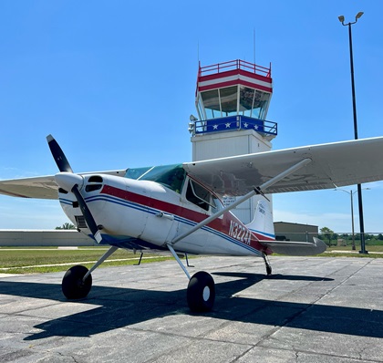 The AOPA Sweepstakes Cessna 170 just after refueling at Vermilion Regional Airport in Danville, Illinois. Photo by Erick Webb.