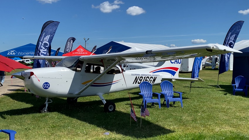 California Aeronautical University joined many aviation educators staging aircraft in Oshkosh to help catch the eyes of future students at EAA AirVenture. Photo by Alyssa J. Cobb.