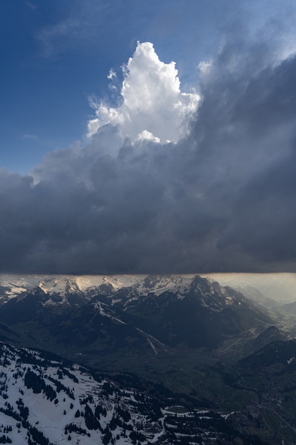 Seeming storm under development above Gstaad Airport. Photo by Garrett Fisher.