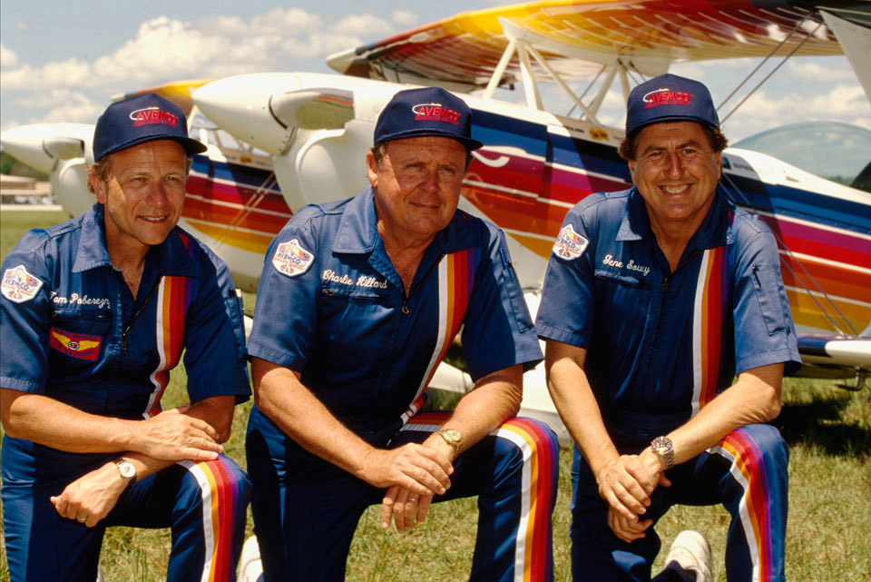 (left to right) Tom Poberezny, Charlie Hillard, and Gene Soucy, the Eagles Aerobatic Team that flew airshows throughout North America for 25 years until their retirement in 1995. Photo courtesy of EAA.