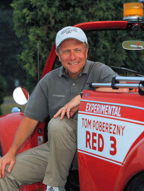 Tom Poberezny in his familiar “Red 3” Volkswagen that he used during the annual EAA AirVenture Oshkosh fly-in. Photo courtesy of EAA.