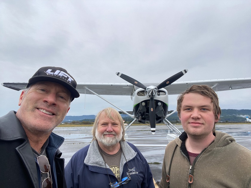 From left, the author poses with Kyle Gabel and Austin Green from Northern Air in Eureka, California. Photo by Robert DeLaurentis.
