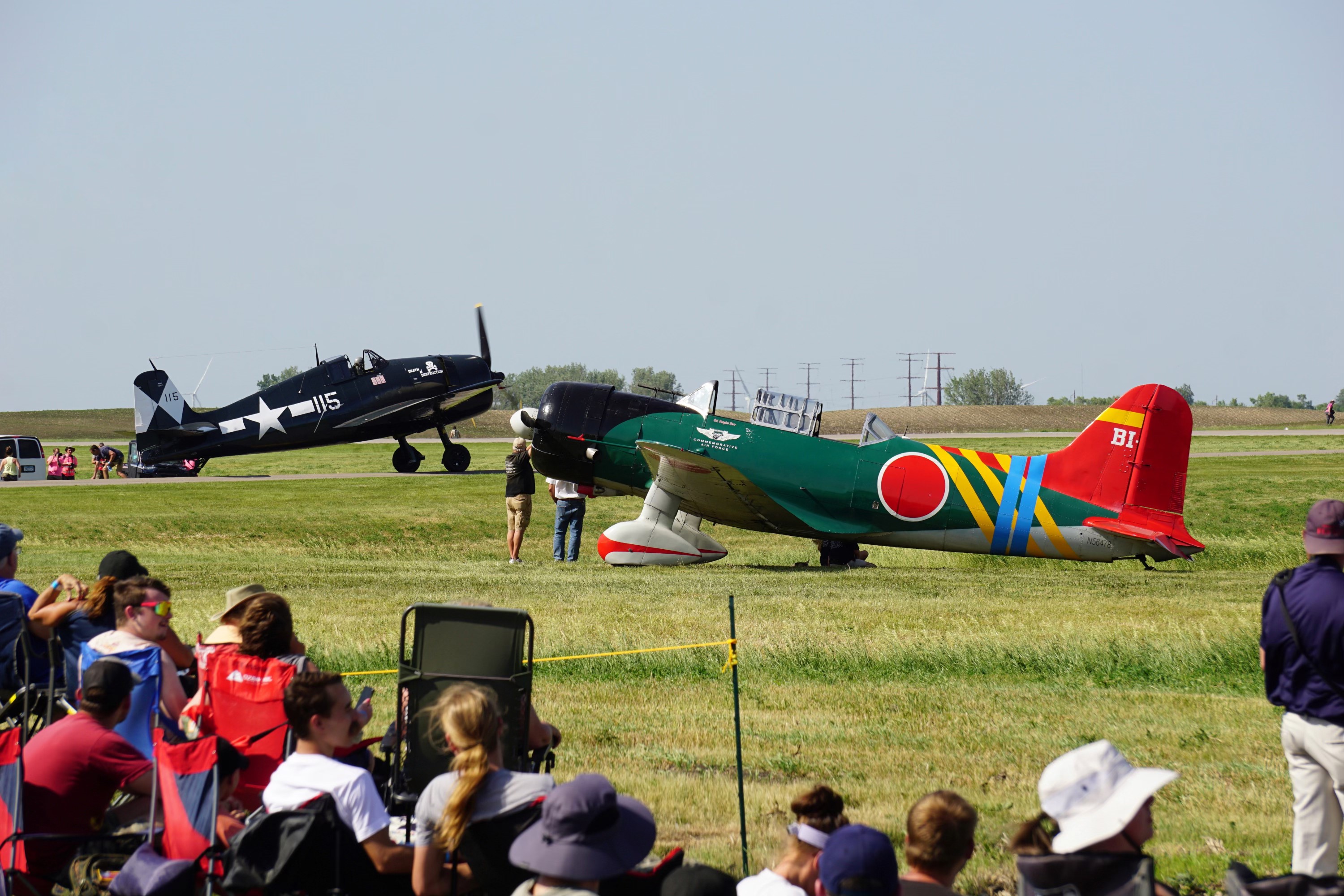 Evan Fagen taxis toward the runway in the museum's Hellcat. Photo by Cayla McLeod Hunt.