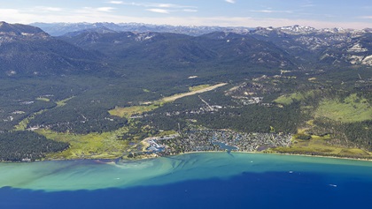 Aerial view of South Lake Tahoe and Lake Tahoe Airport. Photo by Todd Quam.