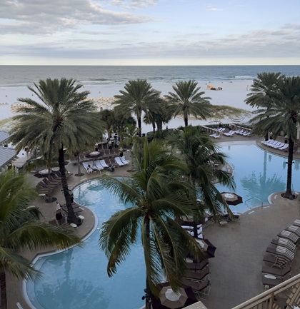The view of Clearwater Beach from the Sandpearl Resort in the morning, after the daily raking of the sand. Photo by MeLinda Schnyder.