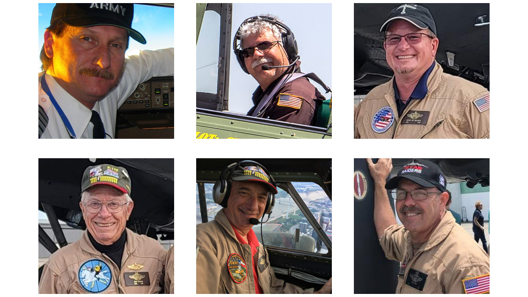 The Commemorative Air Force on November 14 identified the crewmembers who died while performing during the Wings Over Dallas WWII Airshow in Texas on November 12 as (top left to bottom right) Terry Barker, Craig Hutain, Kevin ‘K5’ Michels, Dan Ragan, Leonard ‘Len’ Root, and Curtis Rowe. Images courtesy of CAF.