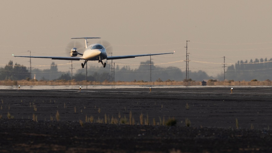 Eviation's electric twin commuter and cargo prototype Alice made its maiden flight September 27. Photo courtesy of Eviation Aircraft Inc.