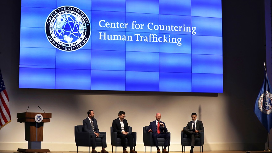 The Blue Lightning Initiative General Aviation Partner Panel spoke at the Combating Human Trafficking in Aviation Summit in Washington, D.C., on January 26. Photo by Charles Csavossy courtesy of U.S. Customs and Border Protection.