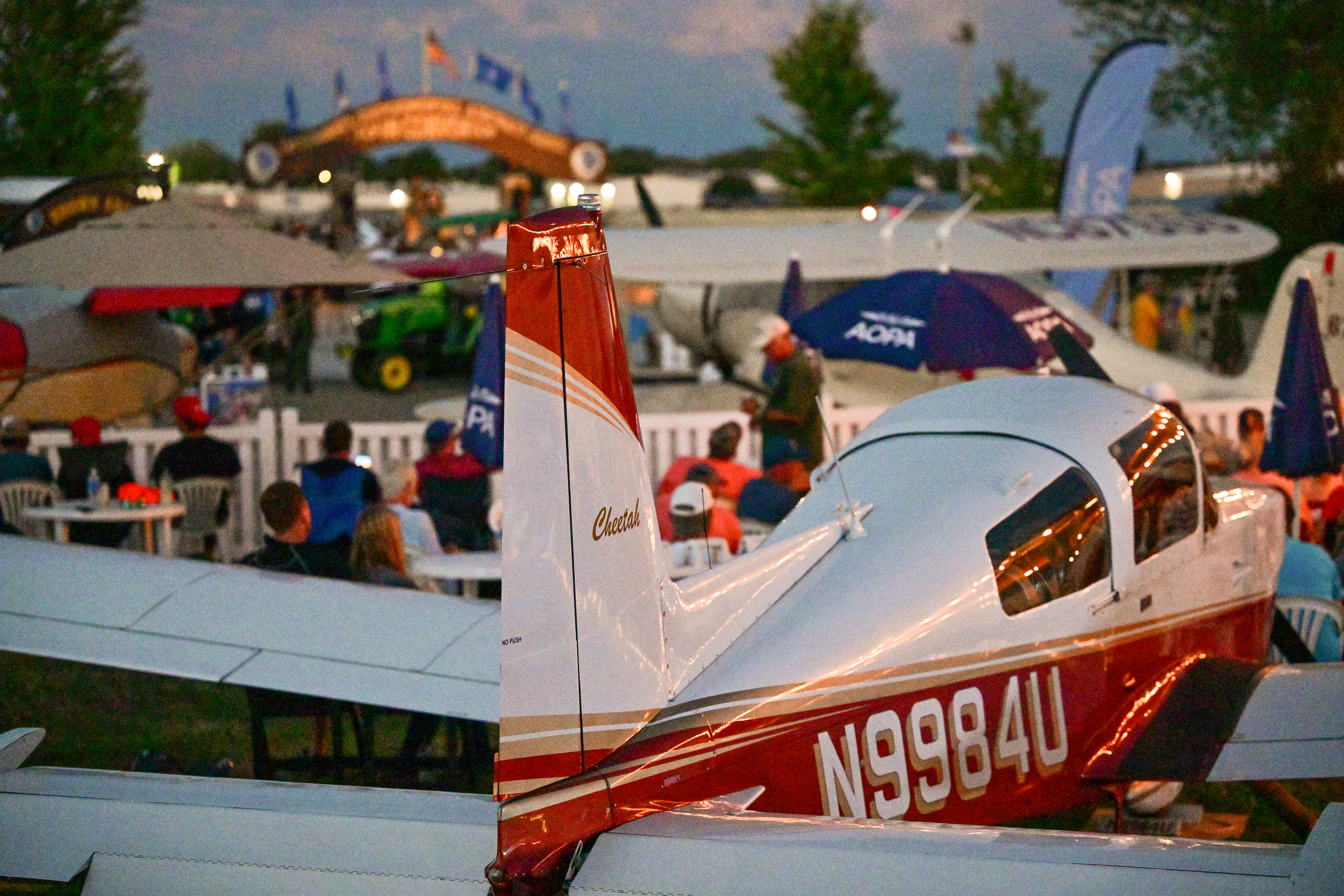 Bruno Brasileiro's Grumman Cheetah is displayed on the AOPA campus. Photo by David Tulis.