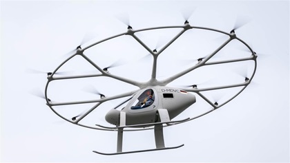 Volocopters are driven by 18 fixed-pitch rotors, each powered by their own electric motor. Photo courtesy of Volocopter, all rights reserved. 