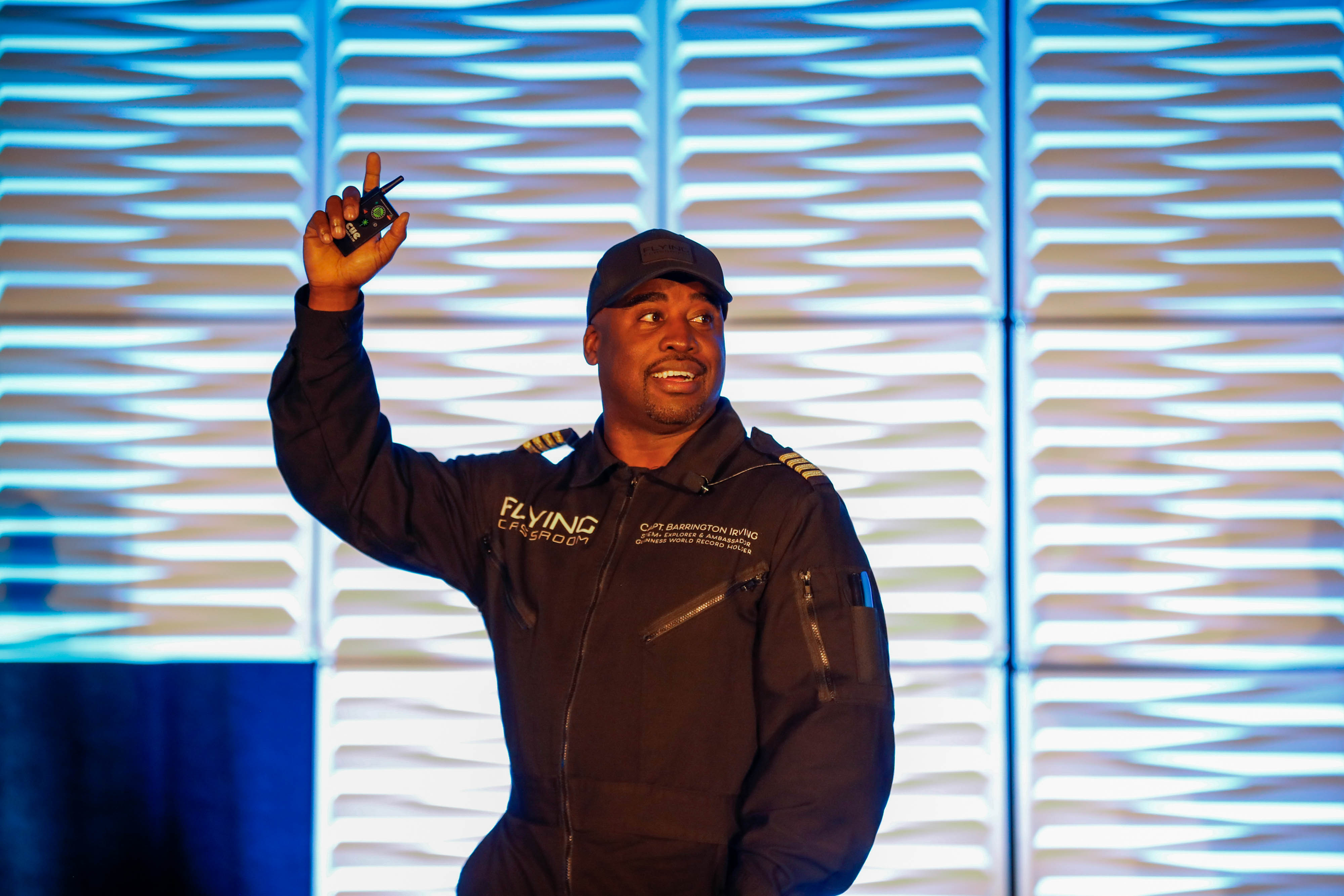Barrington Irving, author, pilot, entrepreneur, and founder of Flying Classroom, delivers the first keynote presentation of the event on November 13. Photo by Rebecca Boone