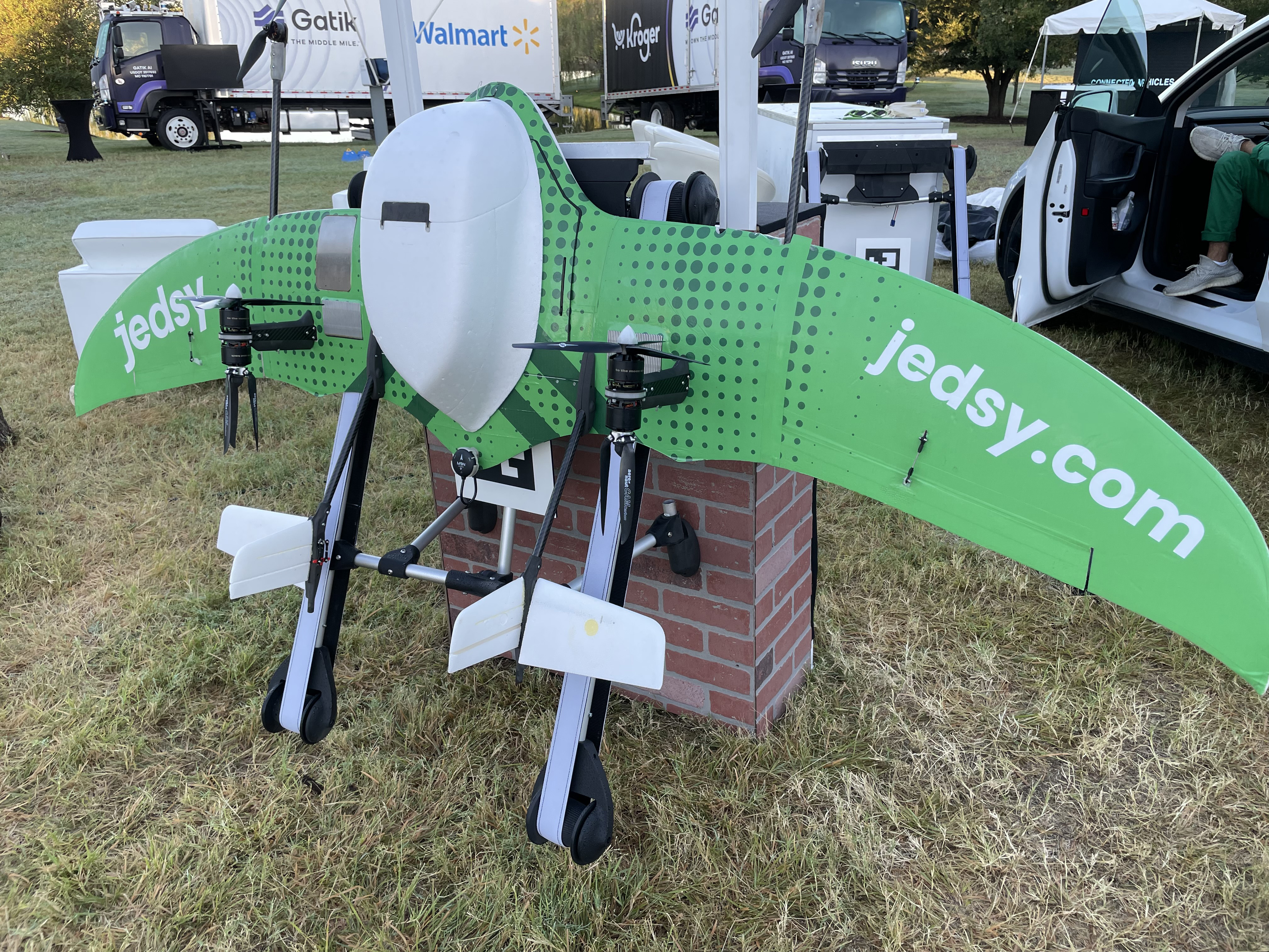 The Jedsy drone can fly more than 60 miles in a horizontal attitude, transitioning to vertical in the final seconds before it perches. Photo by Tom Haines. The Jedsy drone can fly more than 60 miles in a horizontal attitude, transitioning to vertical in the final seconds before it perches. Photo by Tom Haines.