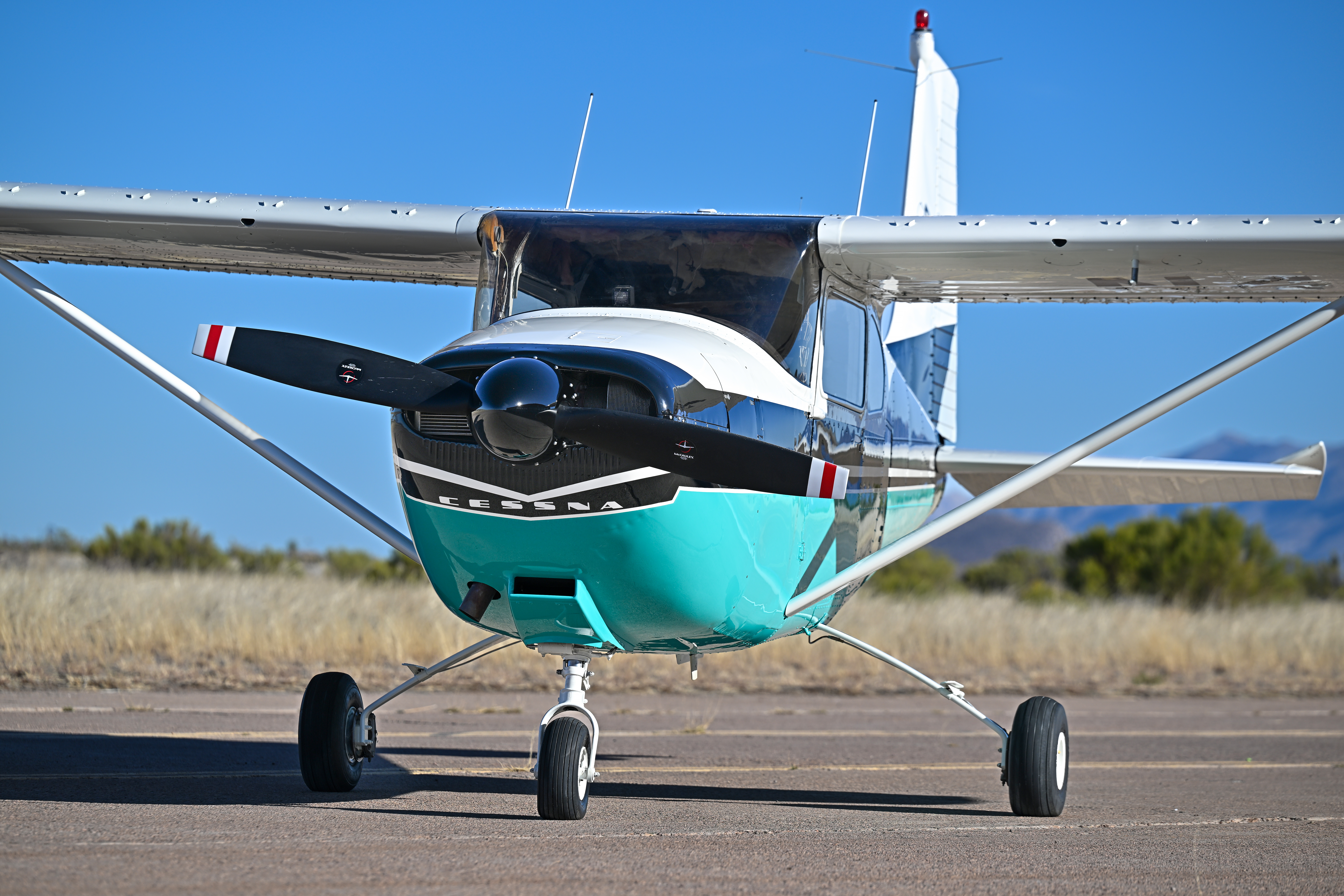 The AOPA Sweepstakes Cessna 182 Skylane has new paint, with the interior updates to follow. Photo by David Tulis.