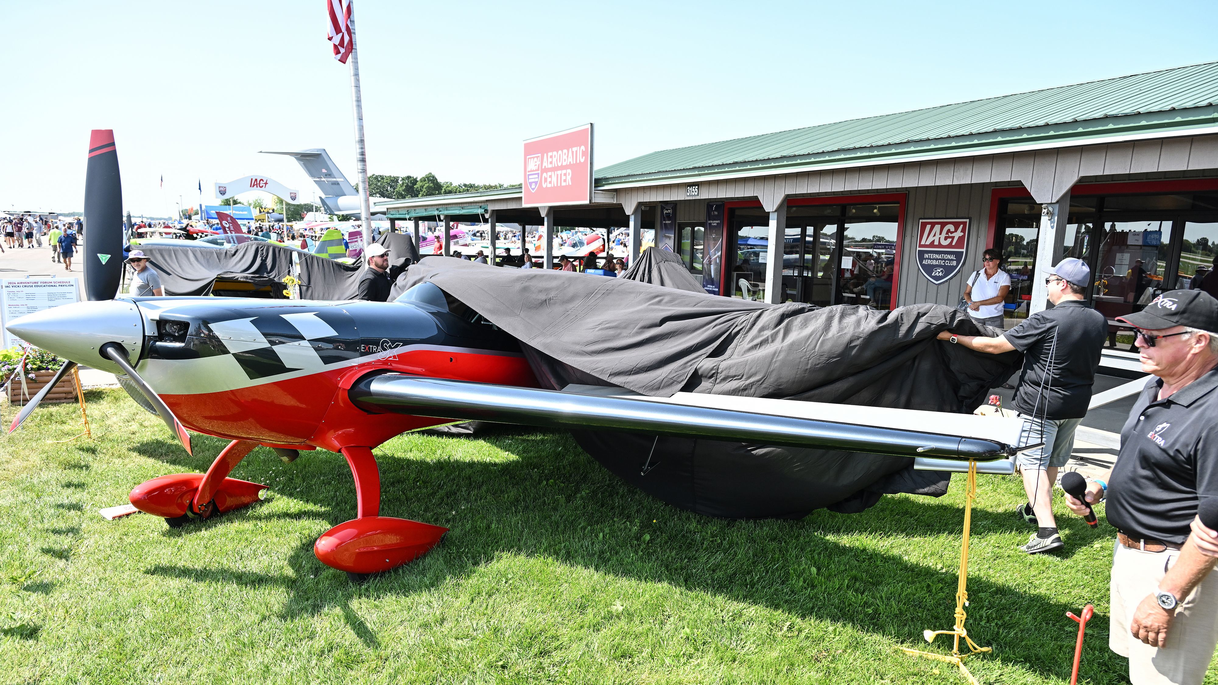 The Extra 330SX is unveiled during EAA AirVenture Oshkosh in Wisconsin July 22. Photo by David Tulis.