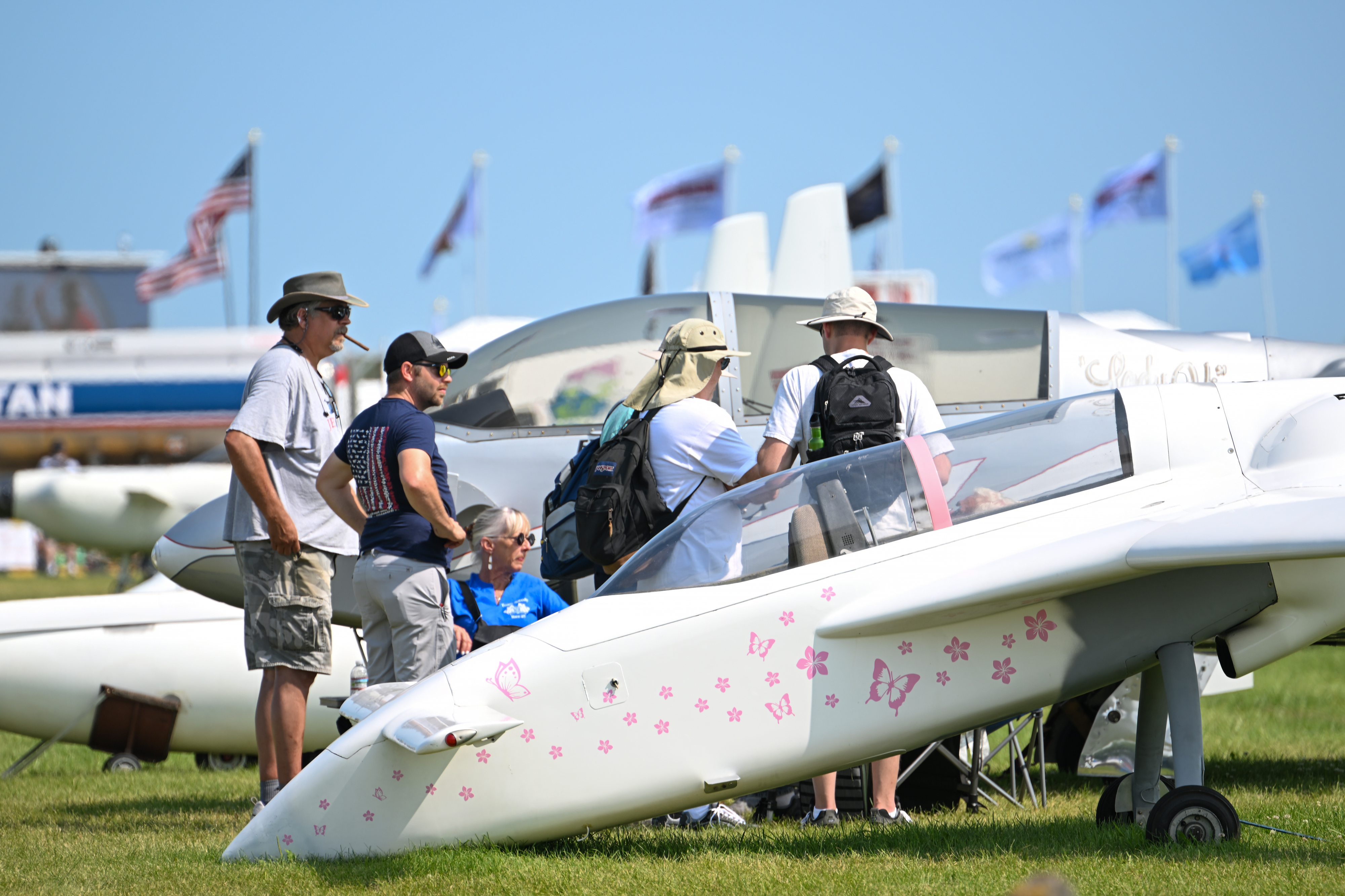 Several of aircraft designer Burt Rutan’s more than 30 built and tested models draw attention to the homebuilt area. Photo by David Tulis.