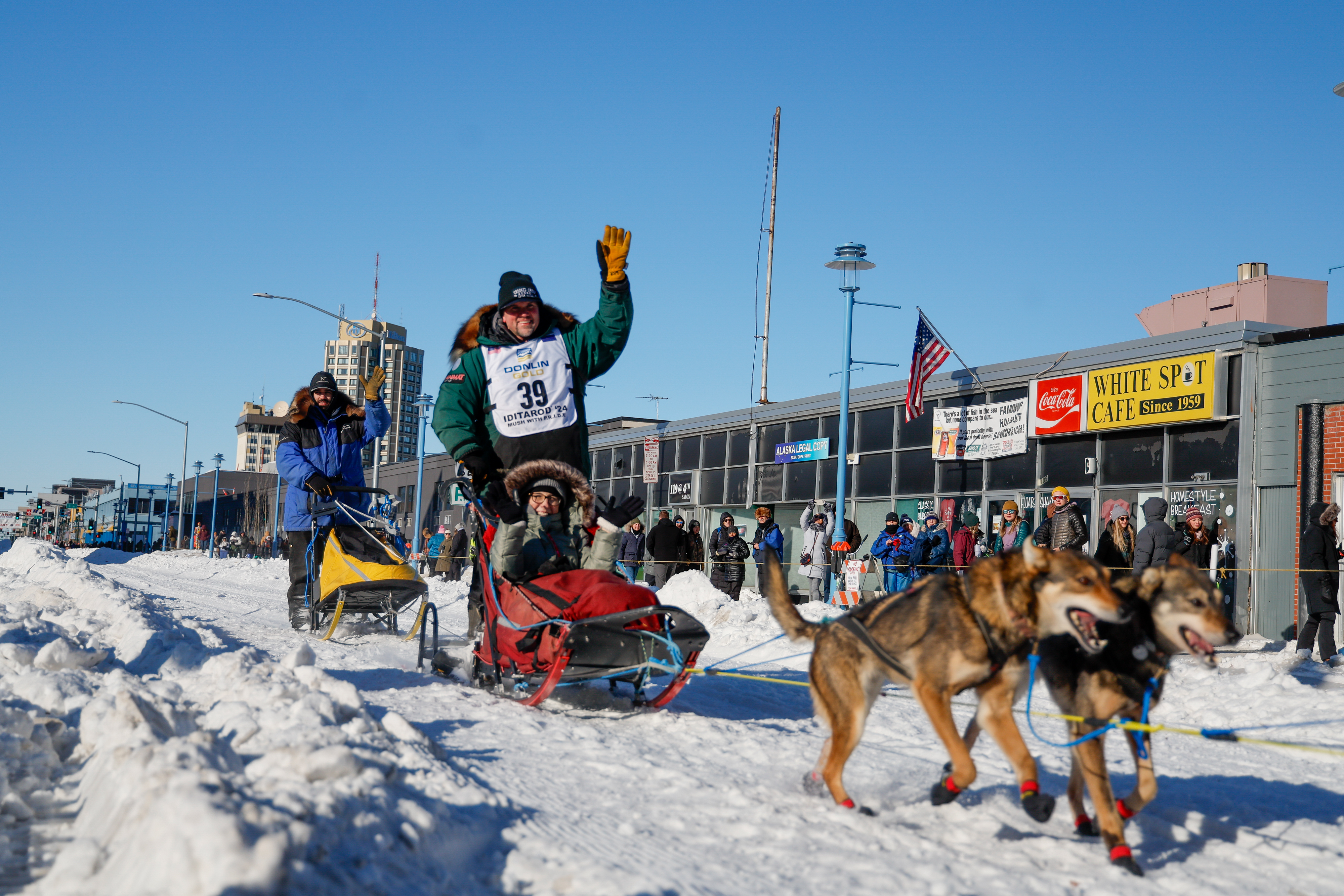 Musher Wally Robinson agreed to run Josh McNeal's team for the 2024 event, according to the race website, with his friend recuperating from an injury. An Iditarod veteran who moved to Alaska in 1999, Robinson finished eleventh of 28 mushers who finished the race, completing the trek in 9 days, 23 hours, 22 minutes, 22 seconds. Photo by Chris Rose.