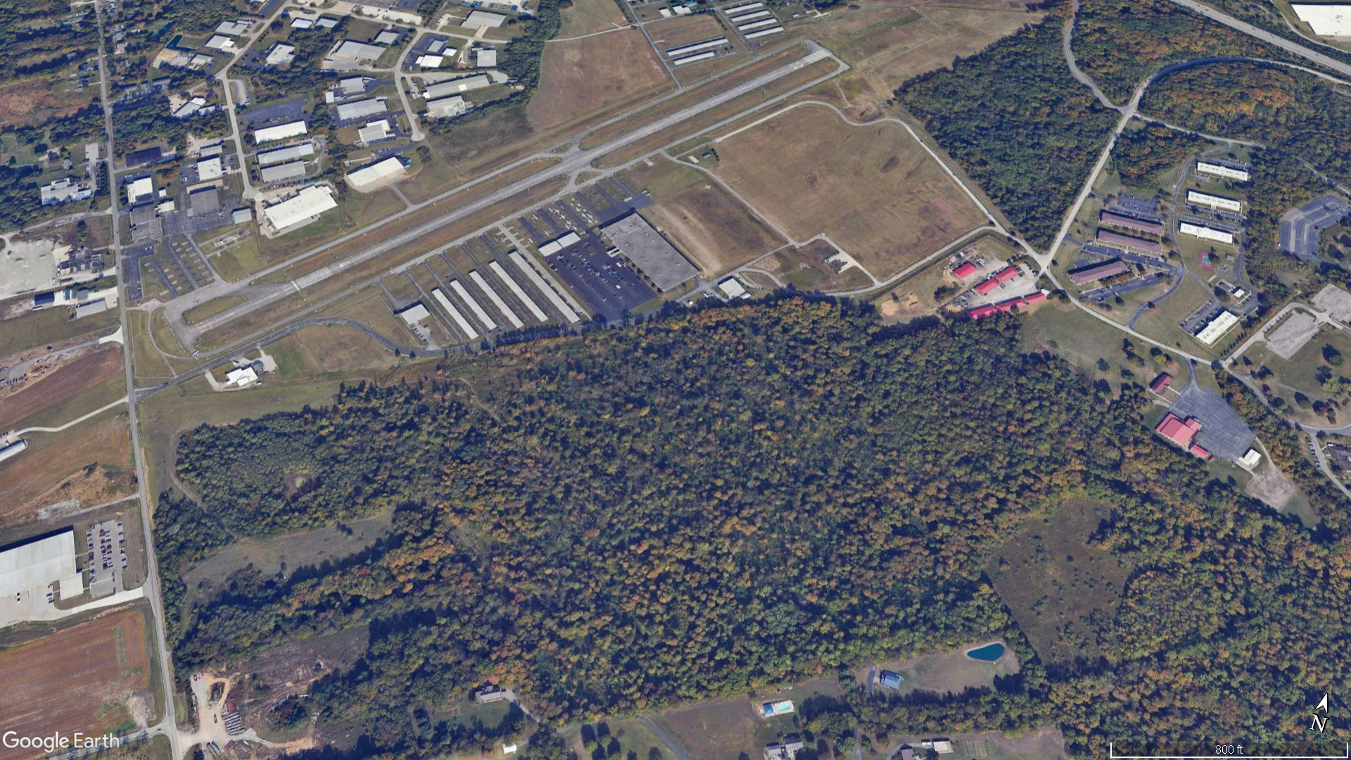 Clermont County Airport officials are among many concerned by the village of Batavia, Ohio's consideration of high-density residential housing adjacent to one of the busiest airports in the state. Google Earth image.